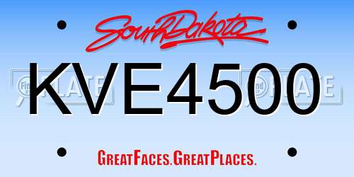 KVE4500 South Dakota License Plate