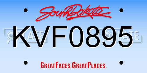 KVF0895 South Dakota License Plate