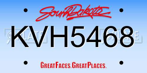 KVH5468 South Dakota License Plate