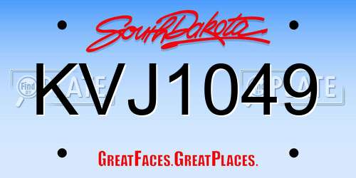 KVJ1049 South Dakota License Plate