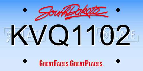 KVQ1102 South Dakota License Plate