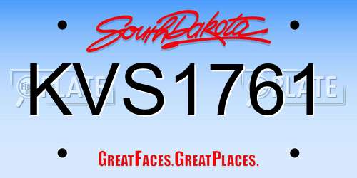 KVS1761 South Dakota License Plate