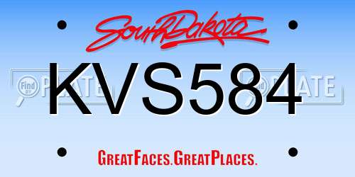 KVS584 South Dakota License Plate