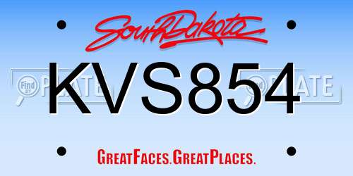 KVS854 South Dakota License Plate