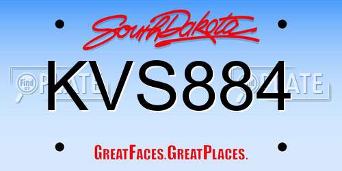 KVS884 South Dakota License Plate