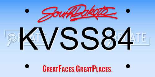 KVSS84 South Dakota License Plate