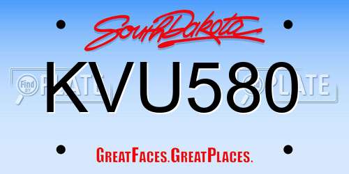 KVU580 South Dakota License Plate