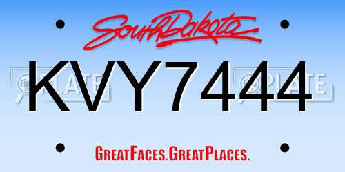 KVY7444 South Dakota License Plate