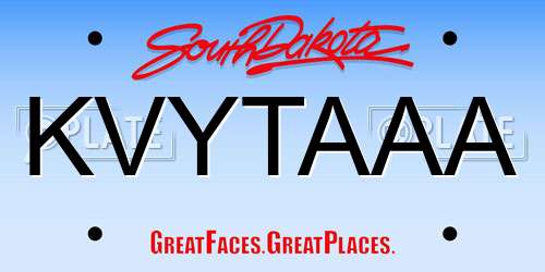 KVYTAAA South Dakota License Plate