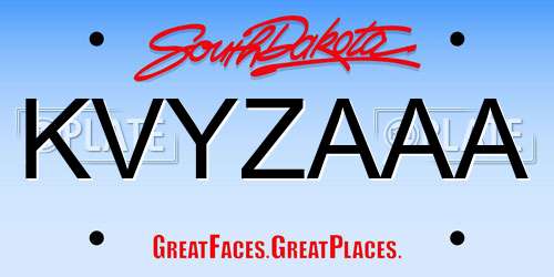 KVYZAAA South Dakota License Plate