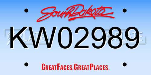 KW02989 South Dakota License Plate