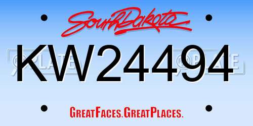 KW24494 South Dakota License Plate