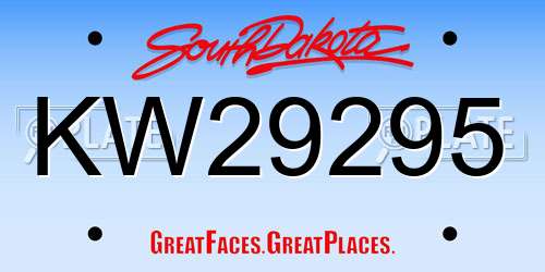 KW29295 South Dakota License Plate
