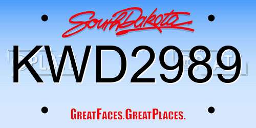 KWD2989 South Dakota License Plate