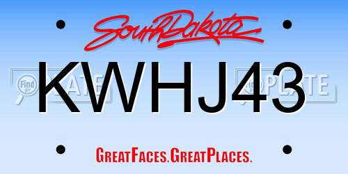 KWHJ43 South Dakota License Plate