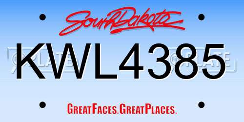 KWL4385 South Dakota License Plate