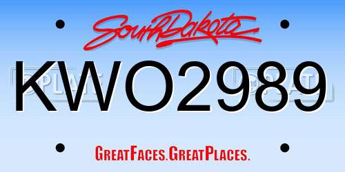 KWO2989 South Dakota License Plate
