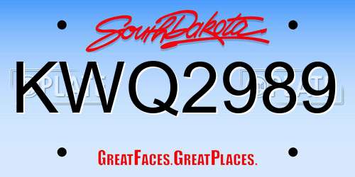 KWQ2989 South Dakota License Plate