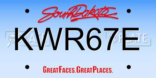 KWR67E South Dakota License Plate