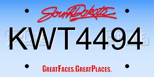 KWT4494 South Dakota License Plate