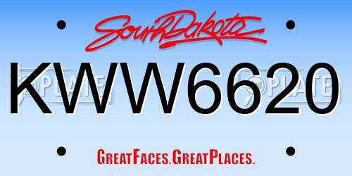 KWW6620 South Dakota License Plate
