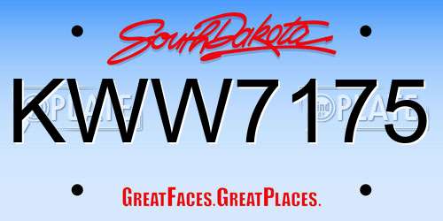 KWW7175 South Dakota License Plate