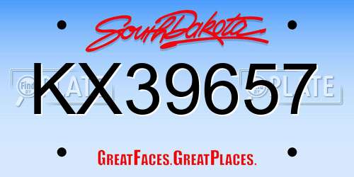 KX39657 South Dakota License Plate