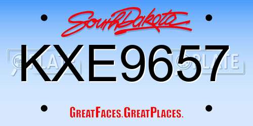 KXE9657 South Dakota License Plate