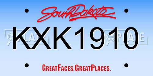 KXK1910 South Dakota License Plate