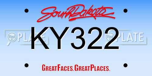KY322 South Dakota License Plate