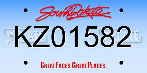 KZ01582 South Dakota License Plate