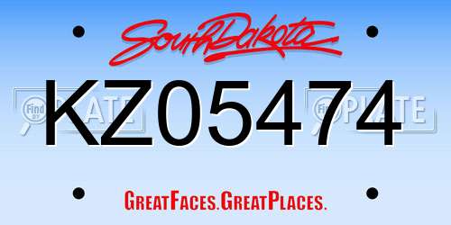 KZ05474 South Dakota License Plate