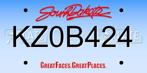 KZ0B424 South Dakota License Plate