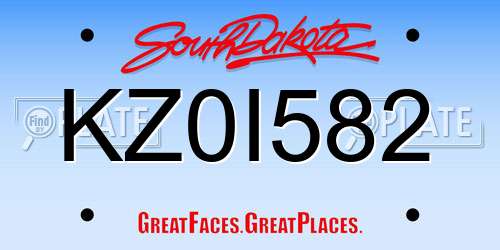 KZ0I582 South Dakota License Plate