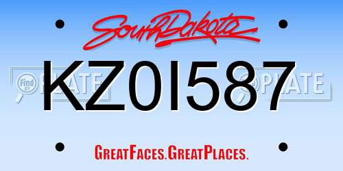 KZ0I587 South Dakota License Plate