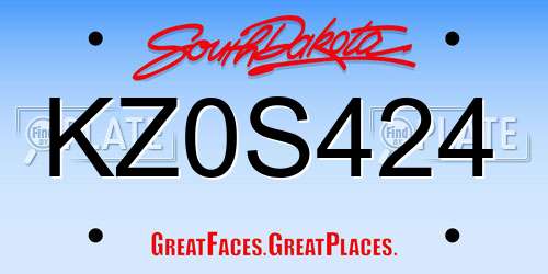 KZ0S424 South Dakota License Plate