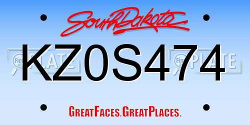 KZ0S474 South Dakota License Plate