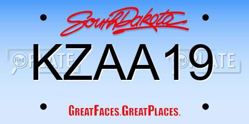 KZAA19 South Dakota License Plate