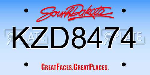 KZD8474 South Dakota License Plate