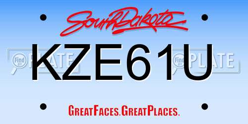 KZE61U South Dakota License Plate