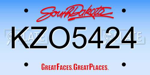 KZO5424 South Dakota License Plate
