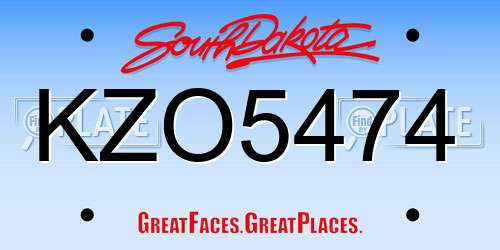 KZO5474 South Dakota License Plate