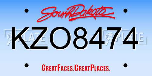 KZO8474 South Dakota License Plate