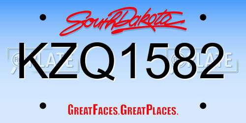 KZQ1582 South Dakota License Plate