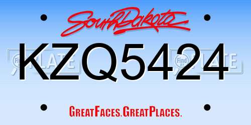 KZQ5424 South Dakota License Plate