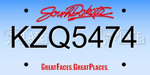 KZQ5474 South Dakota License Plate