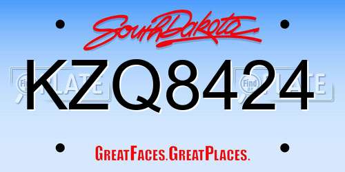KZQ8424 South Dakota License Plate