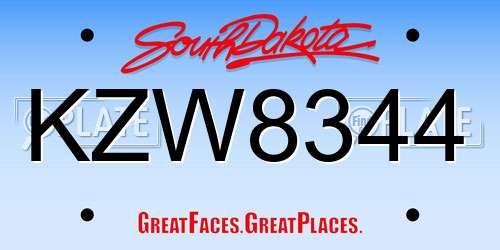 KZW8344 South Dakota License Plate