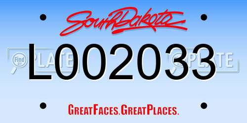 L002033 South Dakota License Plate
