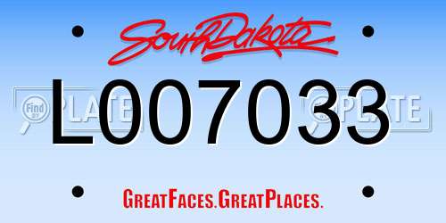 L007033 South Dakota License Plate
